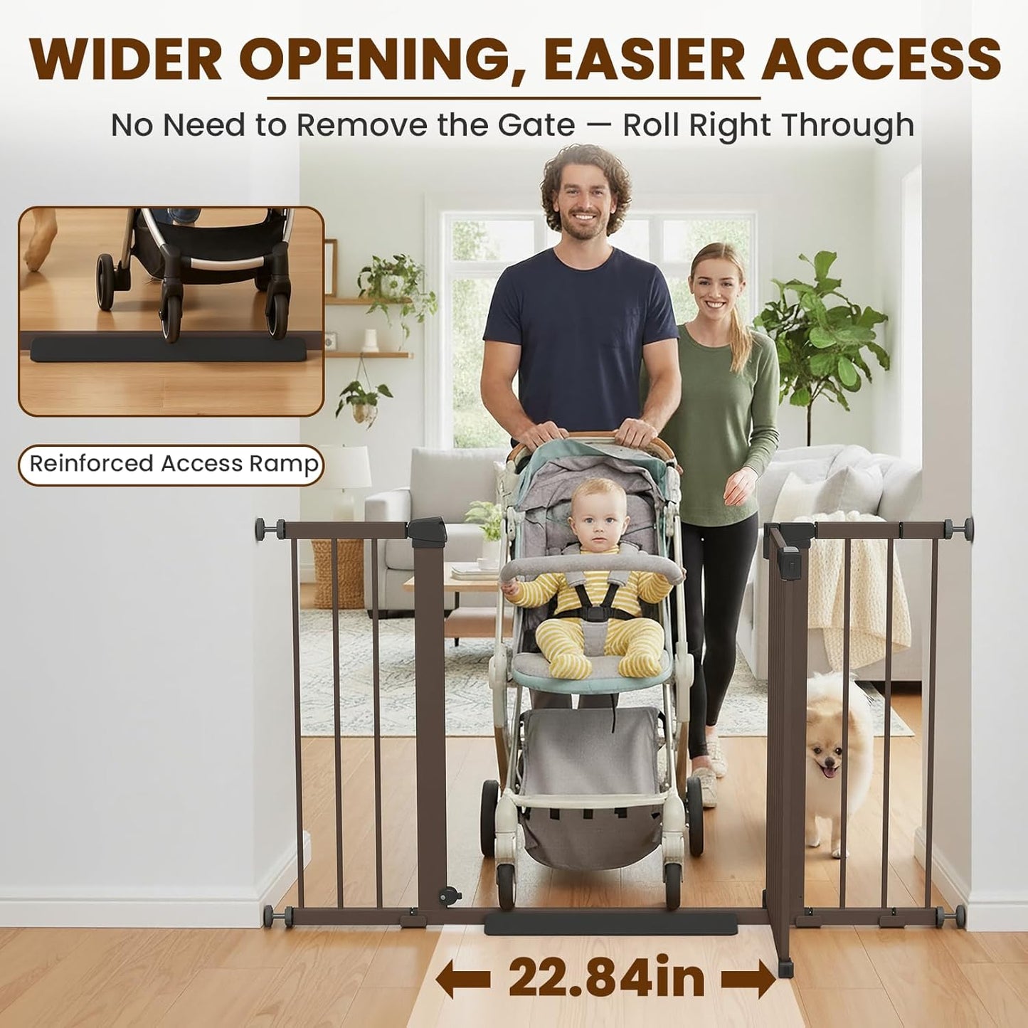 Mumeasy 36" High Extra Tall Dog Gate, 29.6"-40.5" Wide Pressure Mounted Tall Baby Gate for Dog, Auto Close Pet Gate with Door for Stairs,Doorways,House,Black