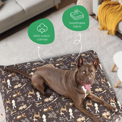 Molly Mutt Medium to Large Dog Bed Cover- Forever Young Print - Measures 27”X36”X5’’ - 100% Cotton - Durable - Breathable - Sustainable - Machine Washable Dog Bed Cover (Dd82b)