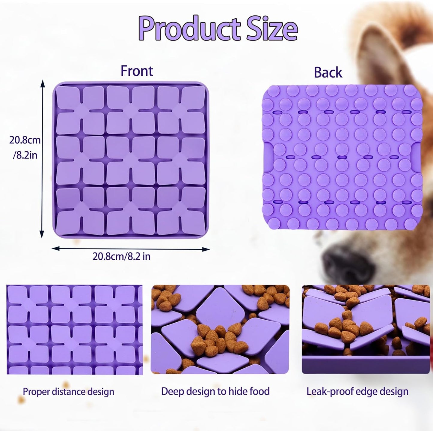 Small Silicone Snuffle Mat for Small Dogs Puppy Cat Slow Down Eating,Slow Feeder Lick Mat for Dry Wet Food for Pet Training Smell,Encourages Natural Foraging Skill,Relieving Stress