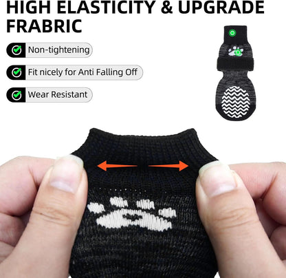 PUPTECK Anti Slip Dog Socks with Double Grippers for Hardwood Floors, Shoes for Hot/Cold Pavement, Boots & Paws Protectors to Prevent Licking, Traction Booties for Senior Small Large Dogs