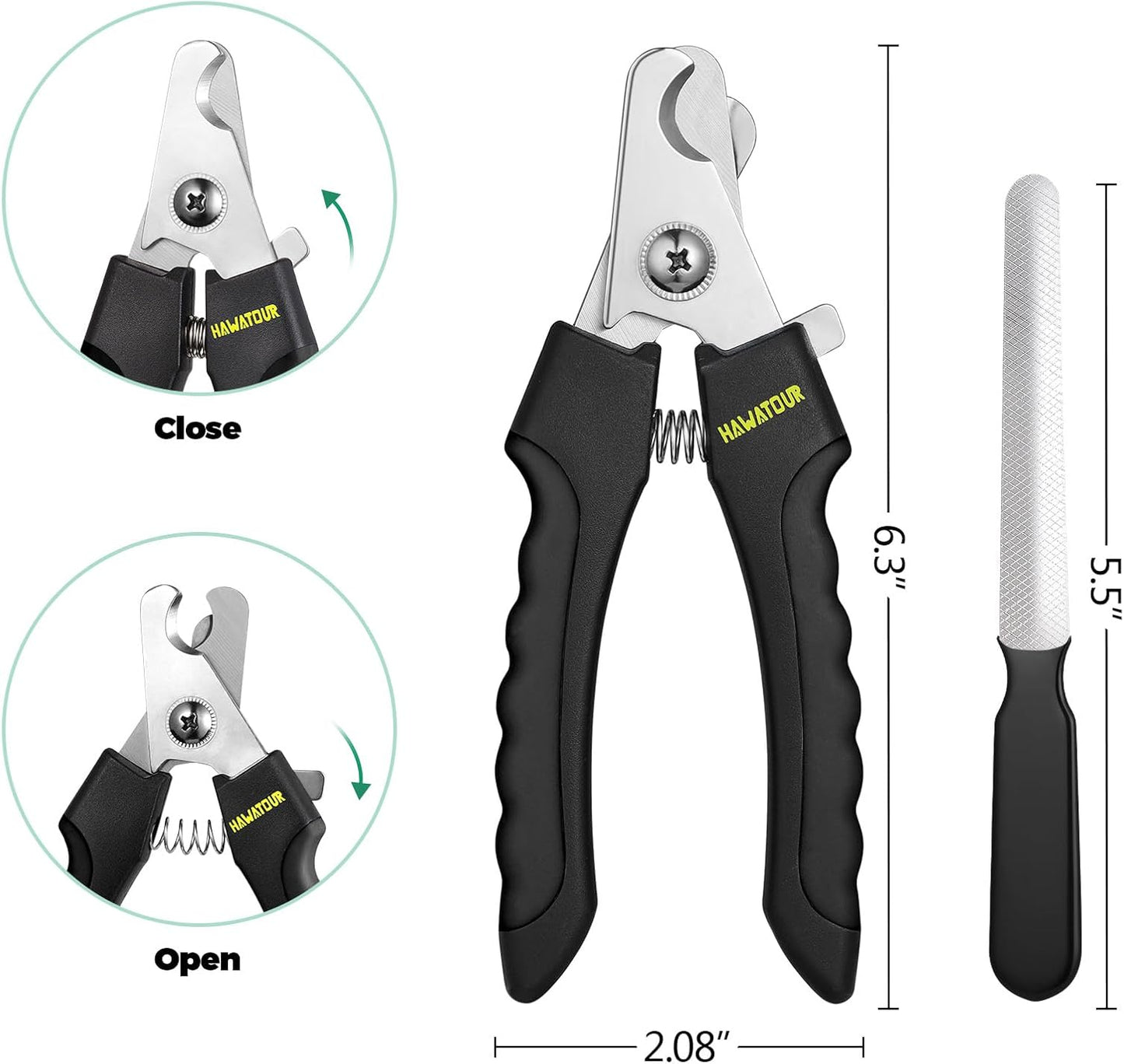 HAWATOUR Dog Nail Clippers, Classic Dog Nail Trimmers with Safety Guard to Avoid Over Cutting, Razor Sharp Blade with Nail File for Pets Large Dogs, Red