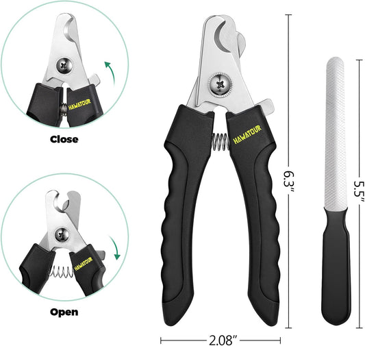 HAWATOUR Dog Nail Clippers, Classic Dog Nail Trimmers with Safety Guard to Avoid Over Cutting, Razor Sharp Blade with Nail File for Pets Large Dogs, Red