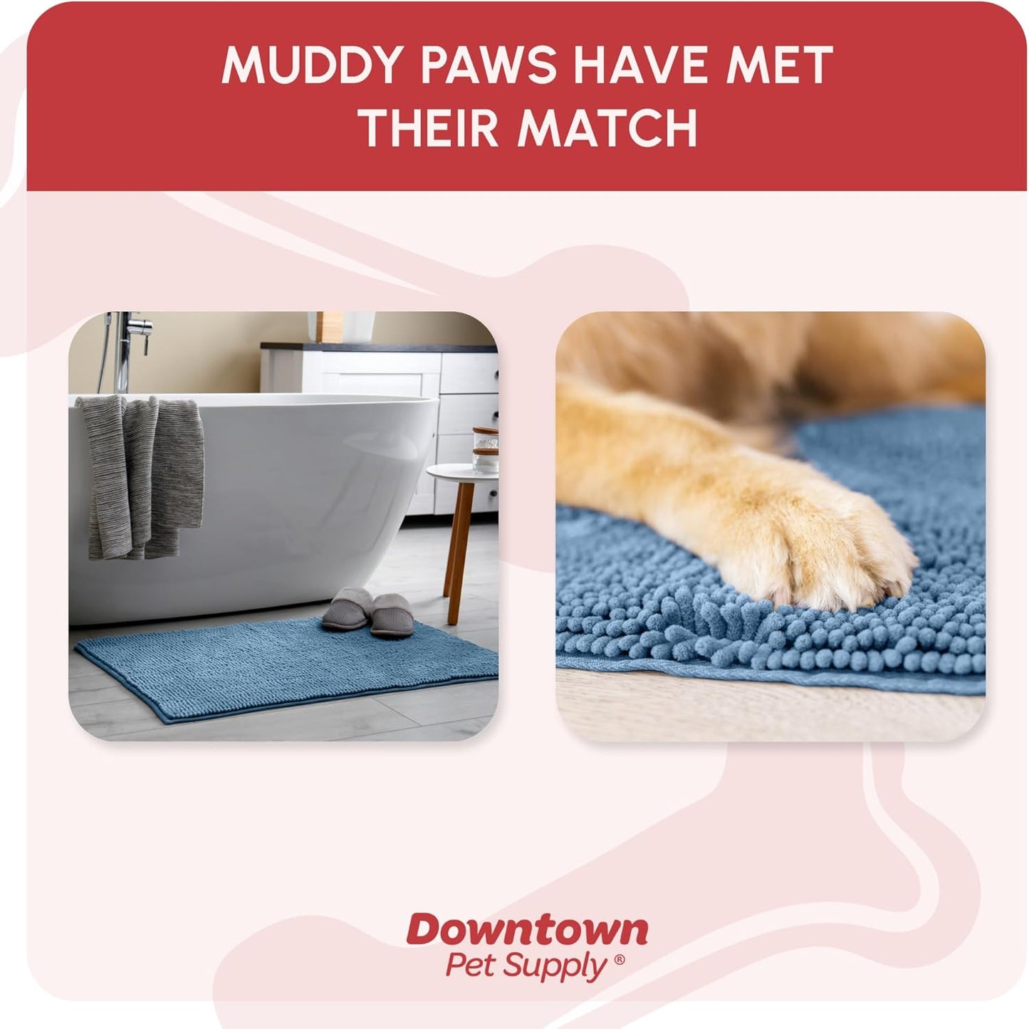 My Doggy Place Dog Mud Mat, 36"x26" Ash – Thick Microfiber Entry Rug for Snow, Mud & Salt – Absorbent, Quick-Dry, Washer-Safe & Non-Slip, Large