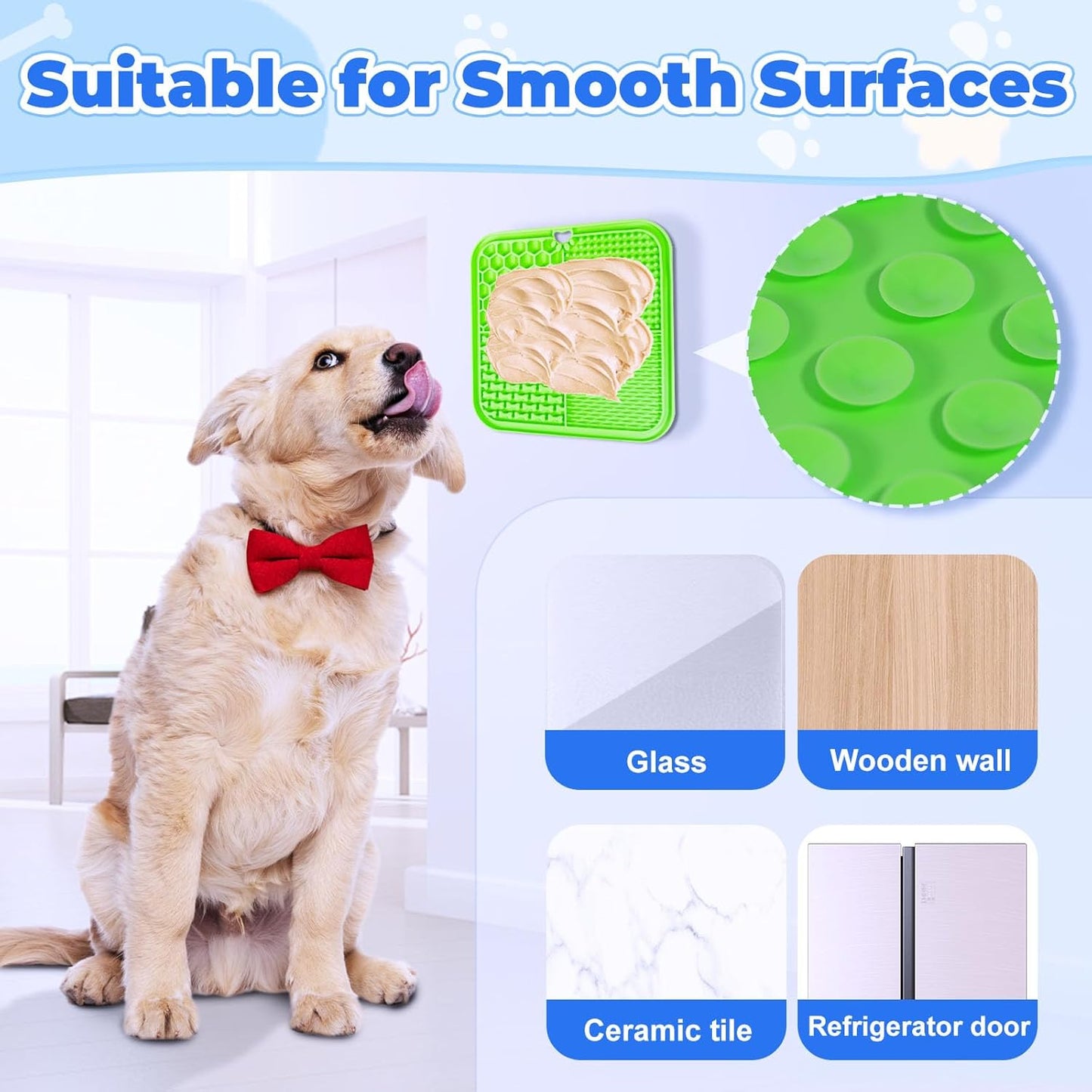 Lick Mat for Dogs, Dog Lick Mat with Suction Cups, Pet Food Mats and Slow Feeder Cat Bowl for Dog Anxiety Relief Pet Enrichment Toys for Bathing Station and Cat Grooming 2 Pack (Blue & Orange)