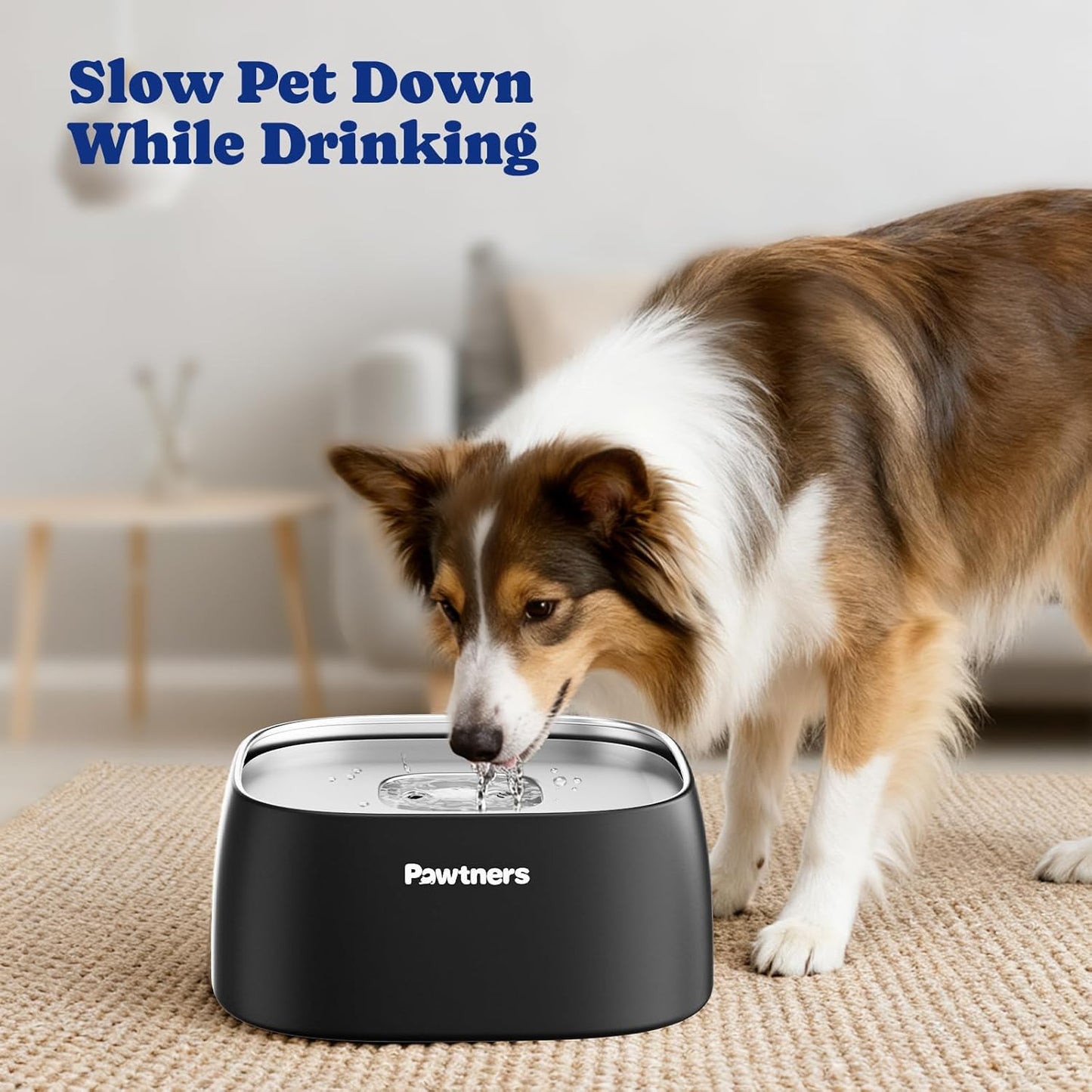 Pawtners All Stainless Steel Dog Water Bowl No Spill,135oz Anti-Splash Dog Bowl with Non-Slip Base, Spill Proof for Medium Large Messy Drinkers, Slow Drinking, Slobber Stopper,Easy to Clean