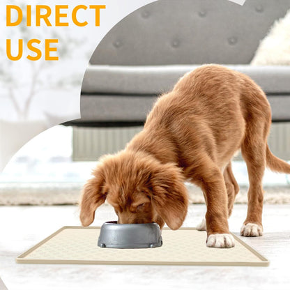 Ptlom Pet Placemat for Dog and Cat, Mat for Prevent Food and Water Overflow, Suitable for Small, Medium and Big Pet, 18" 12", Grey, Silicone