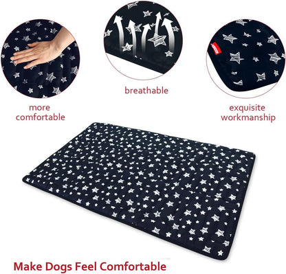 Dog Crate Bed Mat (36" X 23"), Soft Dog Bed Mat with Cute Stars, Personalized Crate Pad, Anti-Slip Bottom, Machine Washable Kennel Pad
