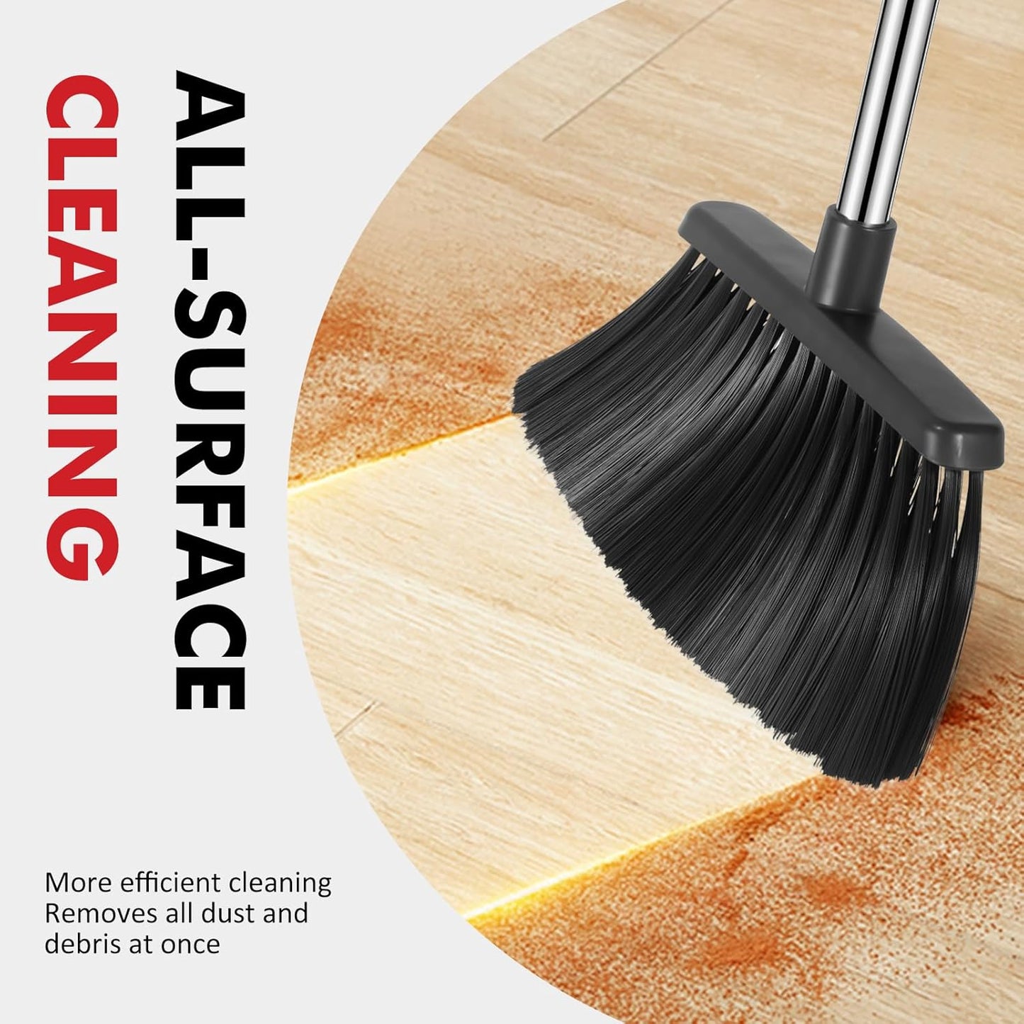 Heavy Duty Broom, 55 Inch Long Handle Outdoor Large Angle Brooms, Commercial Broom for Sweeping Indoor, for Home Garage Kitchen Office Courtyard Lobby Patio Lawn Concrete