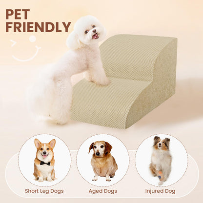 Dog Stairs for Small Dogs, 3 Tiers High Density Foam Dog Ramp, Extra Wide Non-Slip Pet Steps for High Beds Or Couch, Soft Foam Doggie Ladder for Dogs Injured, Older Pets, Small Cats
