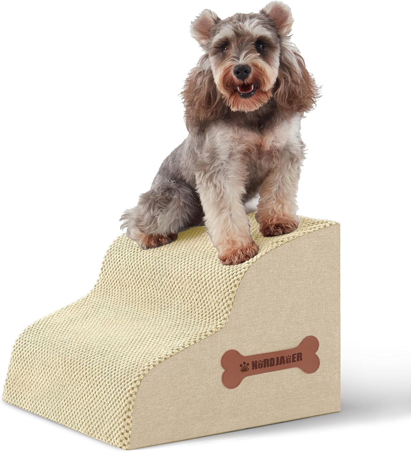 Dog Stairs for Small Dogs and Cats, 2 Steps Pet Stairs to Get on Couch Sofa and Chair, Indoor Non-Slip Balanced Portable Pet Step, High-Density Foam Ramp with Removable Washable Cover, Grey（11.8" H）