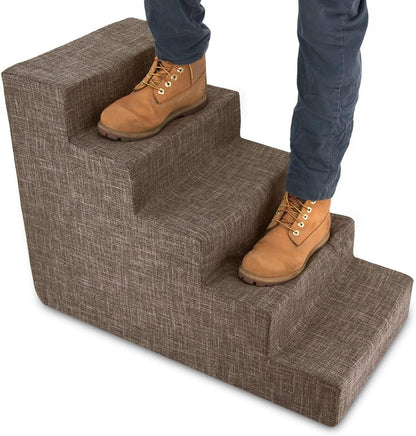 Best Pet Supplies Dog Stairs & Steps - Foam Steps for Small Dogs & Cats, Non-Slip Indoor Balanced Pet Step Support, Dog Ramp, No Assembly, Ash Gray Linen, 2-Step (12-inch Height)