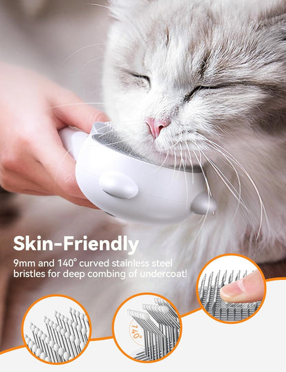 Pet Steam Brush for Dogs & Cats, Brushes for Indoor Cats with Release Button, Dual Speed Spray USB Rechargeable Grooming Supplies, Dog Brush for Shedding Suitable for All Long- and Short-haired Pets