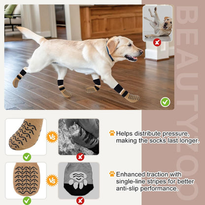 BEAUTYZOO Dog Socks to Prevent Licking Paws -Dog Shoes for Hot Pavement & Hardwood Floors Anti Slip, Traction Control Boots & Paw Protectors with Double Side Grips for Small Medium Large Senior Dogs