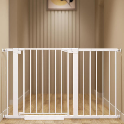 29-42 inches Metal Baby Gate for Stairs/Doorways, 30 inches Tall Pressure Mounted Pet Gates, Auto-Close Child Safety Gate, No Drilling Easy Walk-Through Dog Gate Indoor, Black