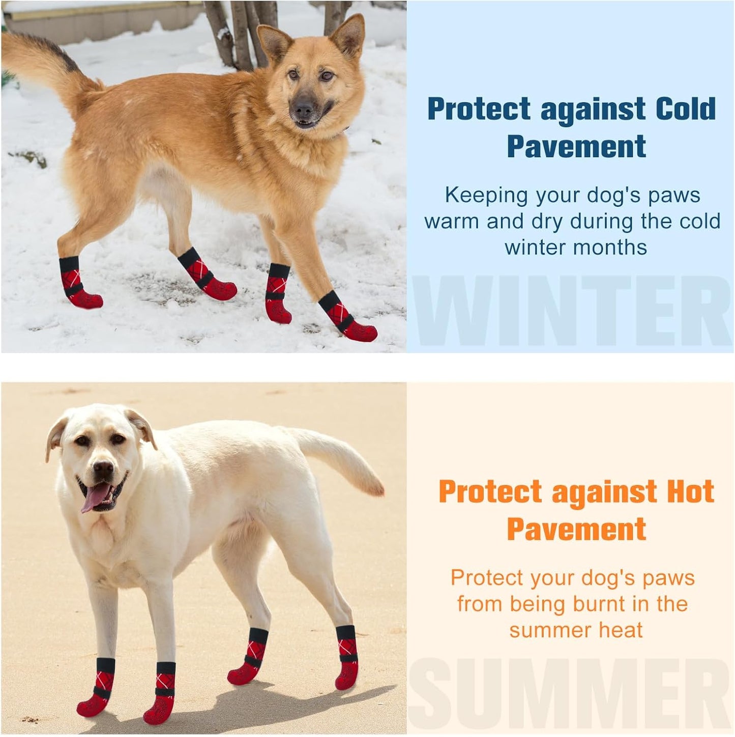 BEAUTYZOO 6PCS Dog Socks to Prevent Licking Paws, Anti Slip Dog Shoes for Hot Pavement Hardwood Floors, Traction Control Toe Grips Boots & Paw Protectors for Small Medium Large Senior Dogs, Grey S