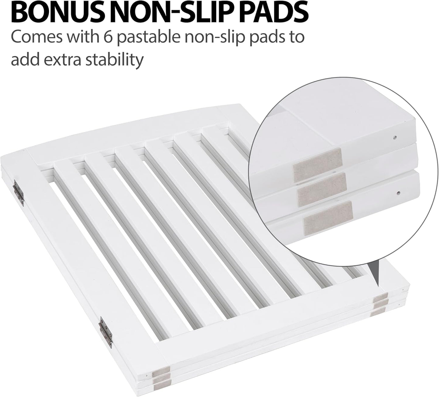 24 Inch Freestanding Indoor Retractable Dog Gate Pet Gate for Stairs, Hallways or Doorways 3 Panels Indoor Foldable Puppy Dog Fence Wooden Safety Fence, White