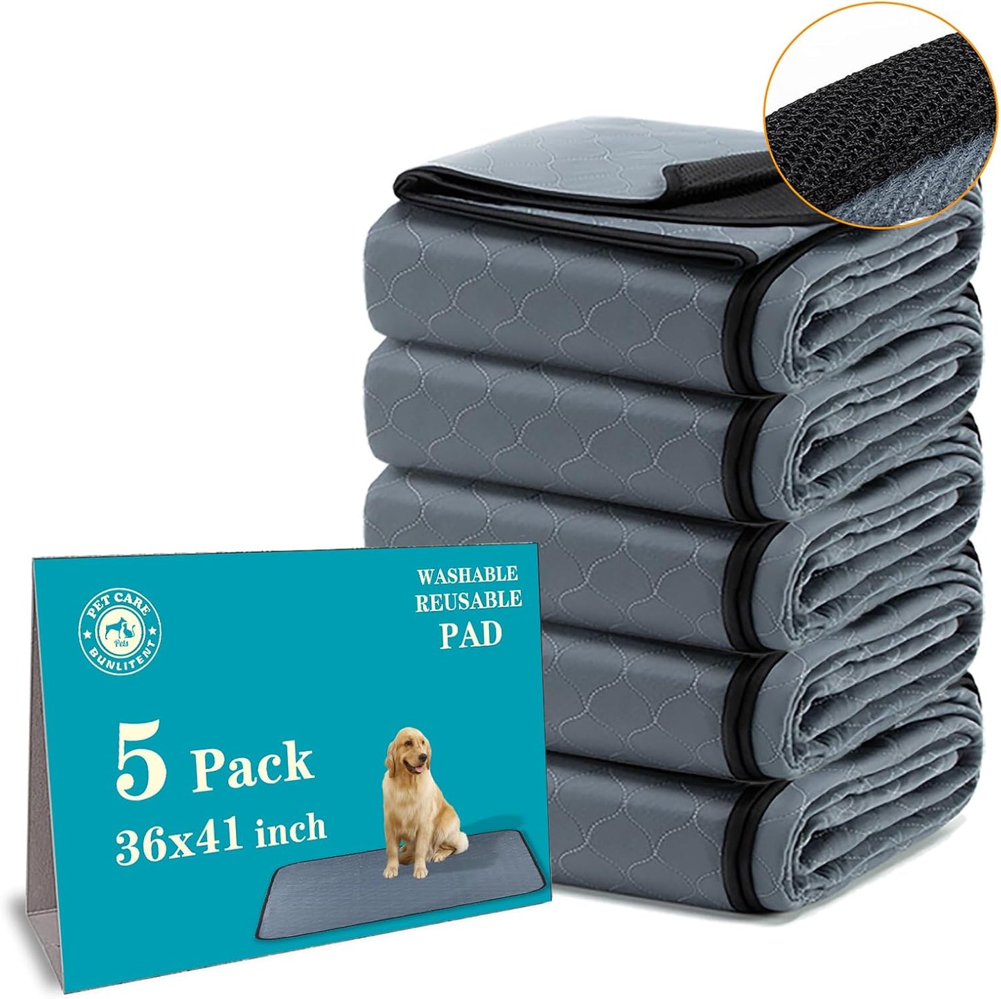 Bunlitent Washable Pee Pads for Dogs 72x72, 2 Pack, Extra Large Reusable Puppy Pads, Dog Training Pads with Quick Dry, Large Anti-Slip Dog Pee Pads, Whelping Pads, Potty Pad