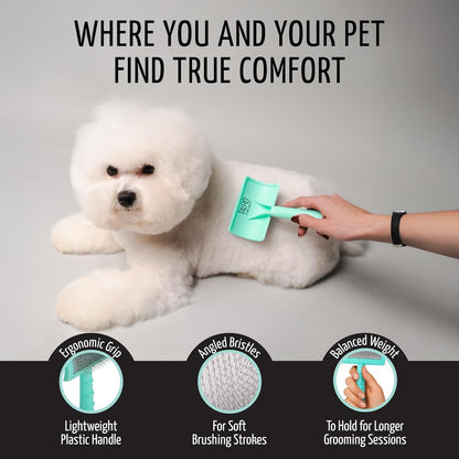 Tauro Pro Line Deshedding Slicker Brush for Dogs & Cats, Soft Pins for Gentle Dematting & Detangling, Grooming Tool for Long & Wavy Coats, Ideal for Spaniels, Non-Slip Grip, Purple, Large Size (L)