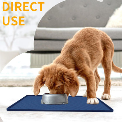 Ptlom Pet Placemat for Dog and Cat, Mat for Prevent Food and Water Overflow, Suitable for Small, Medium and Big Pet, 18" 12", Grey, Silicone