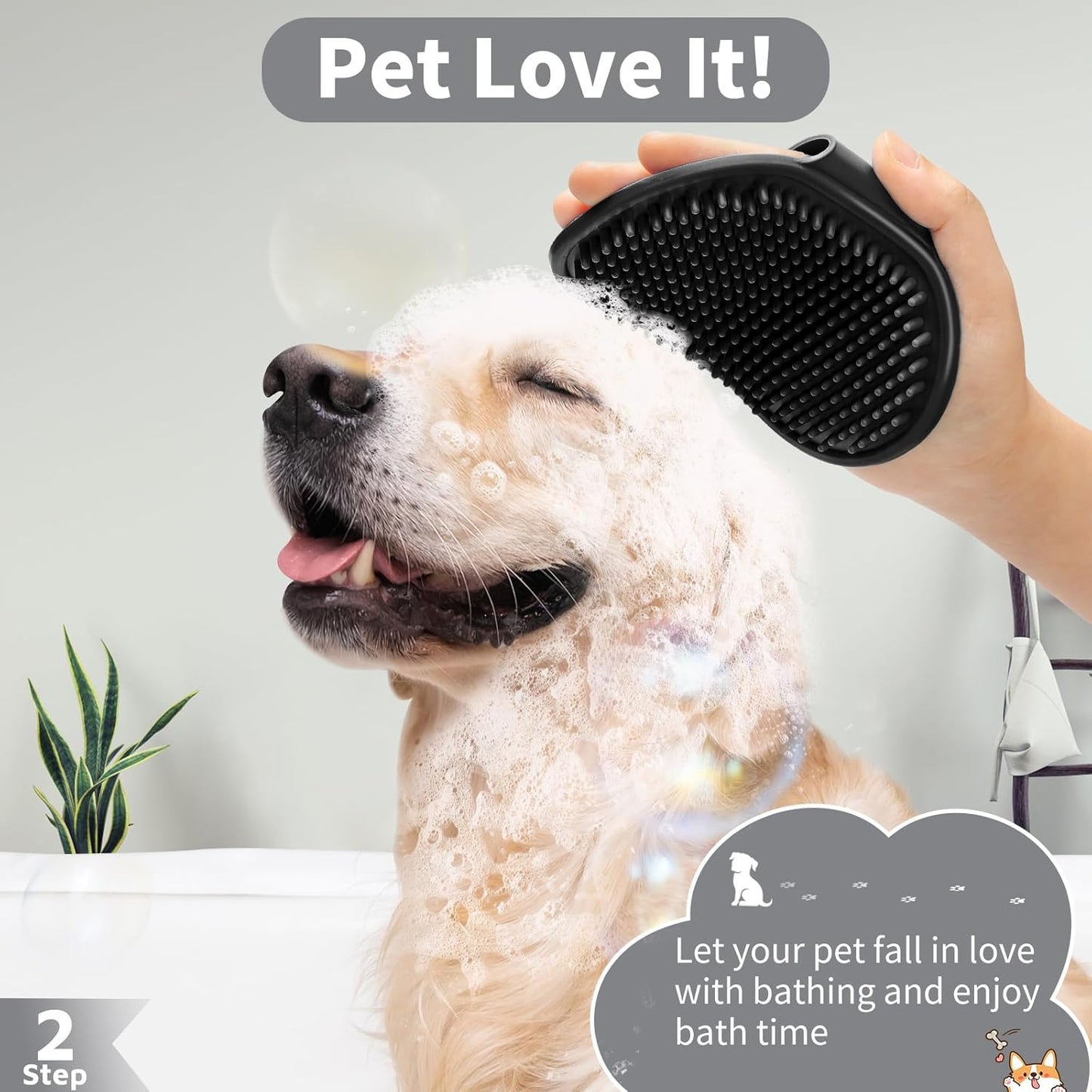 Comotech 6PCS Dog Bath Brush & Dog Toothbrush | Adjustable Handle Shampoo Brush & Scrubber for Short & Long Haired Dogs & Cats | Effectively Solve Odor & Stain Removal Problems (Blue Blue Blue.)