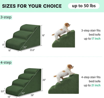 Mesa Lemon Dog Stairs & Steps for High Beds, 3 Steps High Density Foam Waterproof Dog Ramp for Small Dogs and Cats, Pet Stairs with Removable Washable Cover for Bed, Couch, Sofa and Car (H:16")