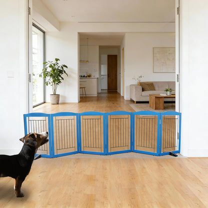 ZJSF Freestanding Dog Fence Indoor, Foldable Dog Gate for Doorways, Stairs or Hallways, Sturdy Wood Extra Wide Pet Gate with Support Feet for The House, White, 24 "Height-3 Panels