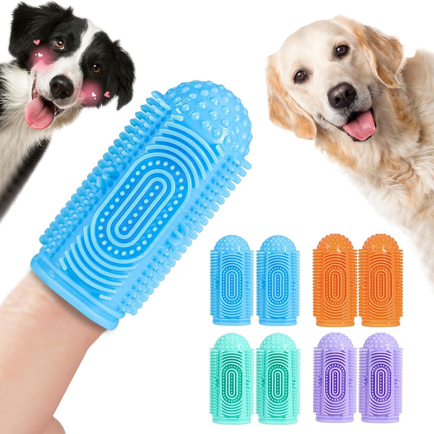 Dog Toothbrush Finger Toothbrush Dogs Tooth Brushing Kit 4Pack Dogs Finger Toothbrushes for Dog Teeth Cleaning& Dental Care Doges Tooth Brush Pet Toothbrush