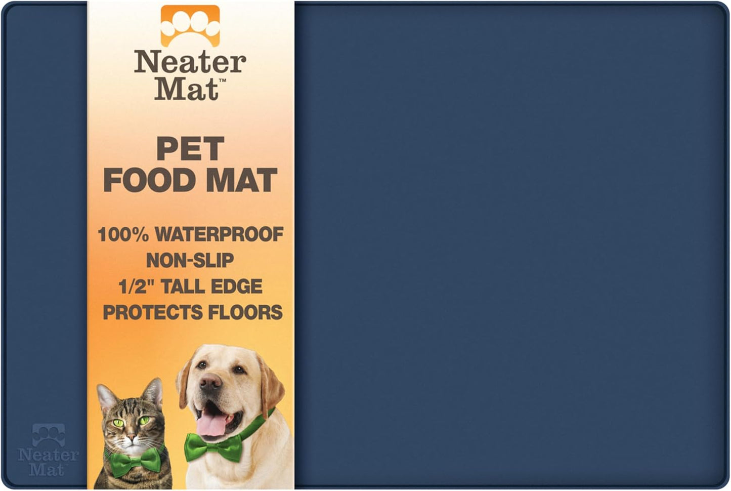 Neater Pet Brands Neater Mat Cat & Dog Food Mat, Waterproof & BPA-Free Silicone Placemat with Raised Edge for Under Food and Water Bowls, 19" x 12", Gunmetal Grey