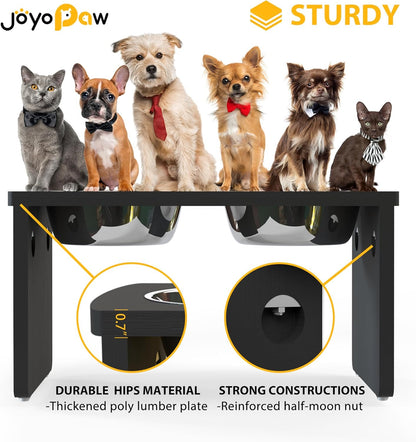 Elevated Dog Bowls, Bamboo Raised Dog Bowl for Medium Dogs, with 2 Stainless Steel Bowls (7'' Tall-40 oz Bowl)
