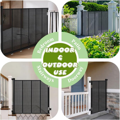 47" Extra Tall Retractable Baby Gates, Extends to 71" Wide, ExtraTall Retractable Safety Gate with Reinforced Strips, Retractable Tall Dog Gates for Doorways Mesh Baby Pet Gates Indoor, Grey