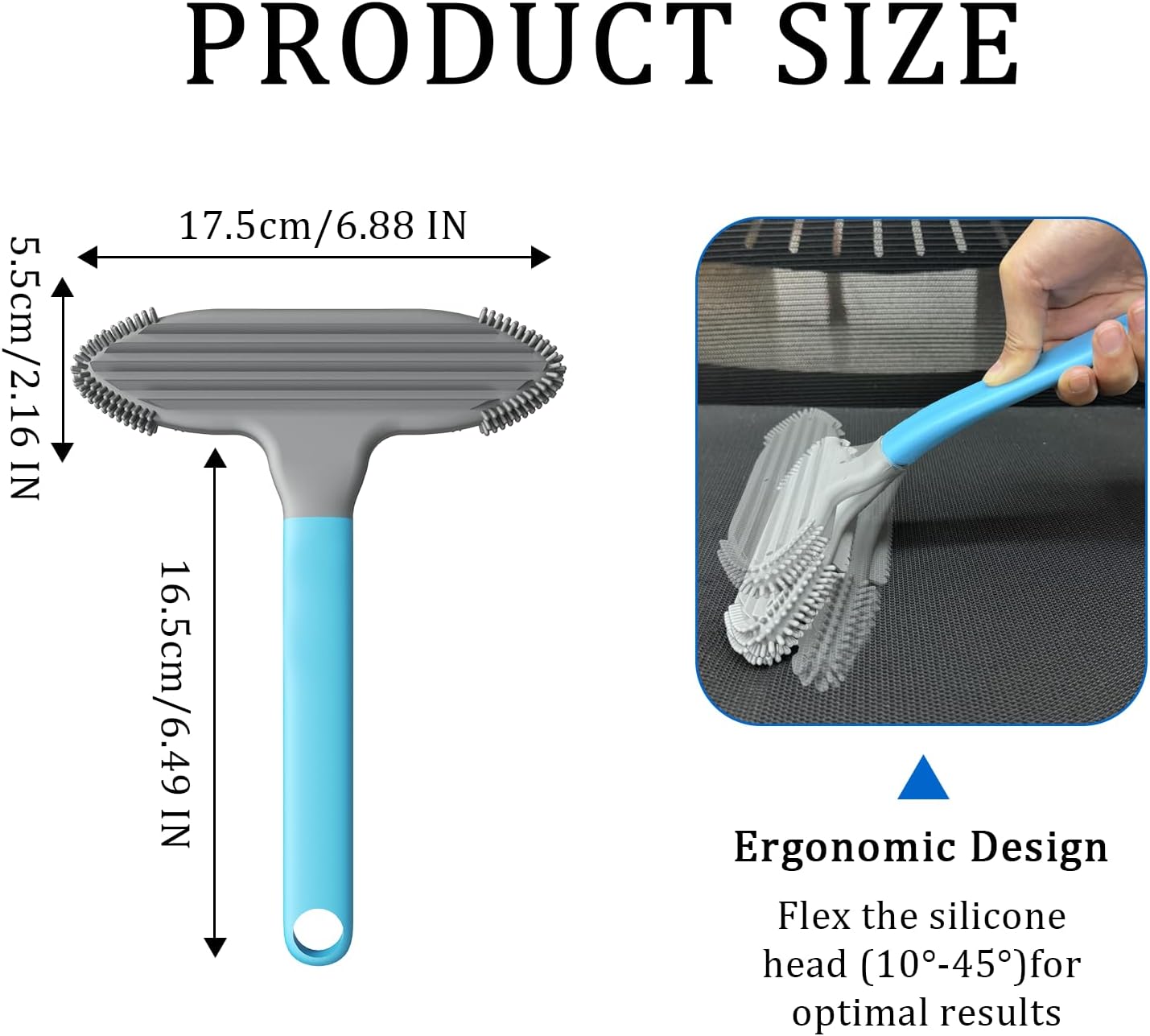 Pet Hair Removal Tool and Pet Hair Remover with 3 in 1 Silicone, Cat Dog Hair and lint Fur Remover for Carpet Couch Cat Tree Bed Furniture and Car Interior, Reusable and Portable,1 Pack