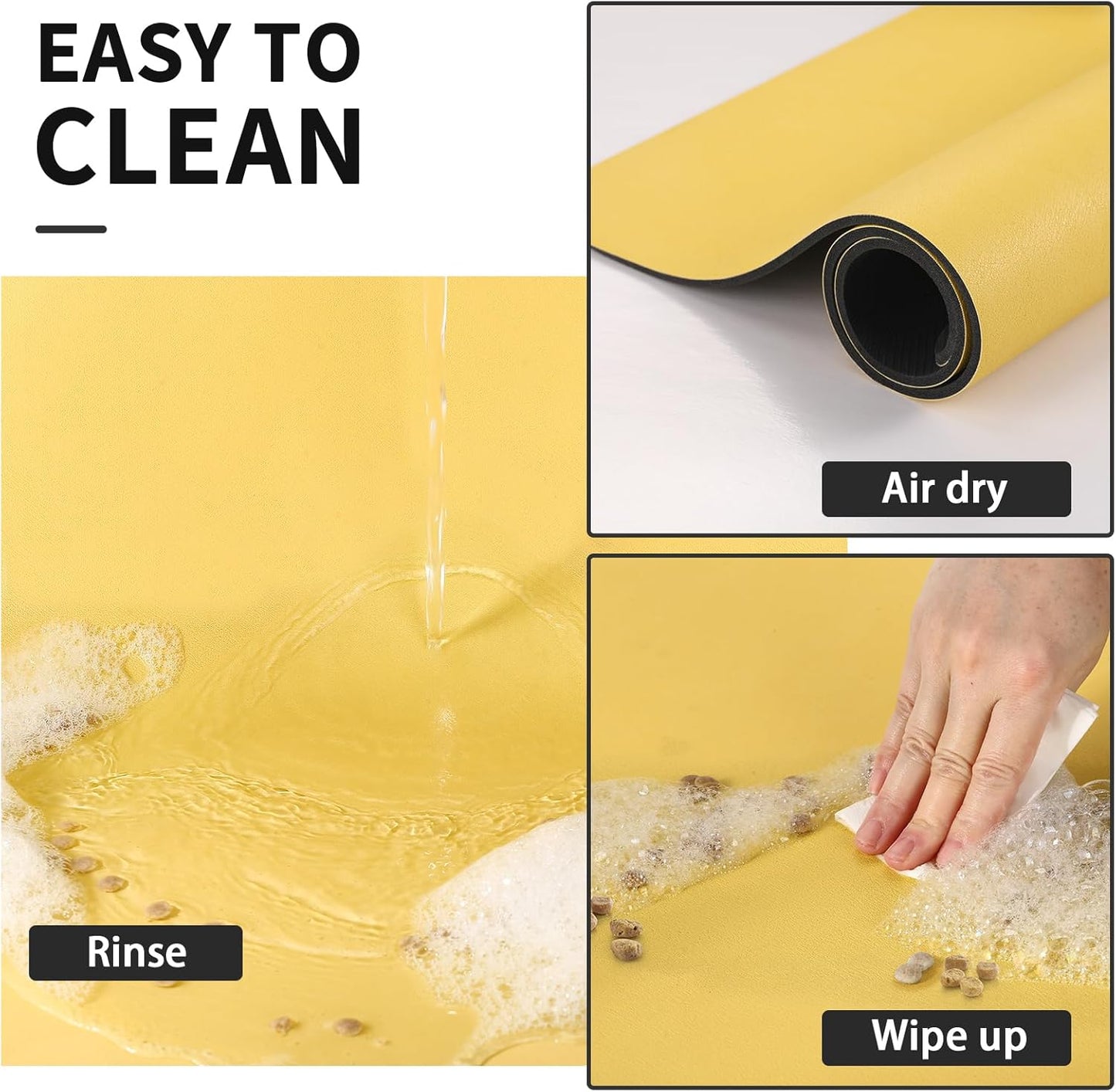 HotLive Dog Food Mat - Absorbent Cat Mat for Food and Water, No Stains Pet Feeding Bowl Mat, Easy to Clean Pet Placemats, Quick Dry Dog Water Dispenser Mat for Messy Drinkers | Paw Dark Grey 12"x 19"