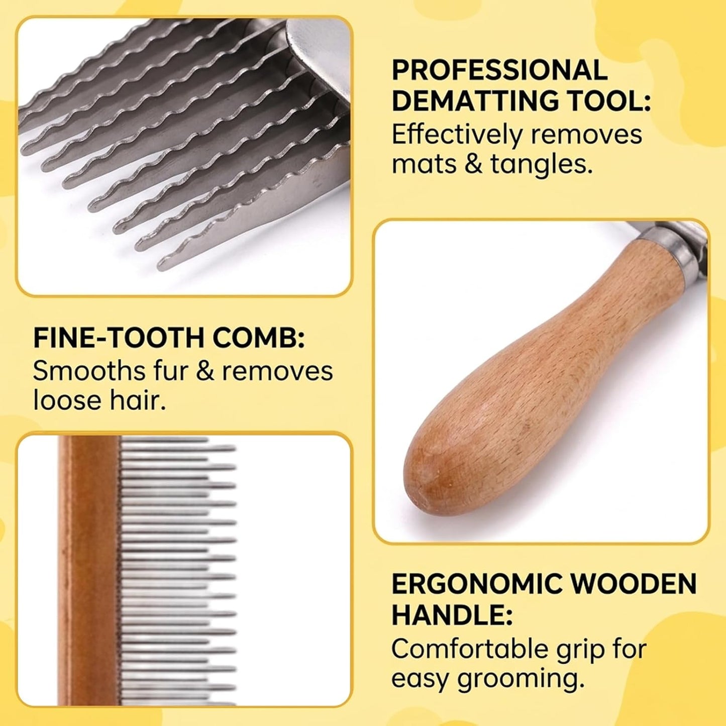 2Pcs Dematting Comb for Dogs, Dematting Tool for Dogs and Cats, Easily Removal for Pet Hair