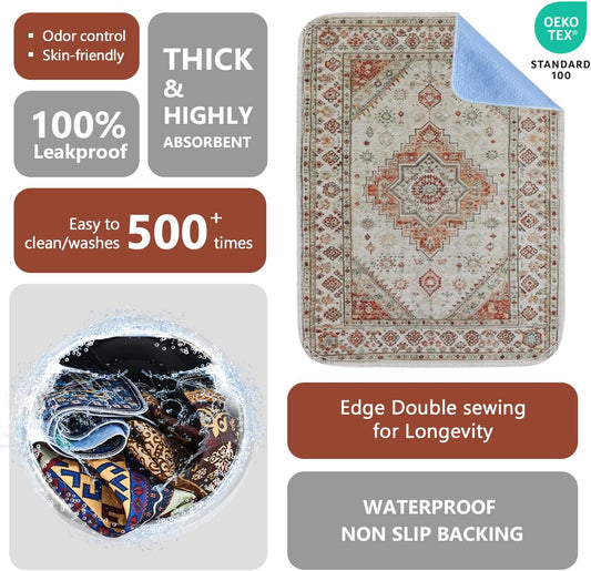 Qeils Washable Pee Pads, Reusable Puppy Pads Super Absorbent Leakproof Dog Training Pads, Non-Slip Wee Wee Pads for Crate, Floor, Potty Pads Feeding Mat Dog Pee 2 Pack 18"x30"
