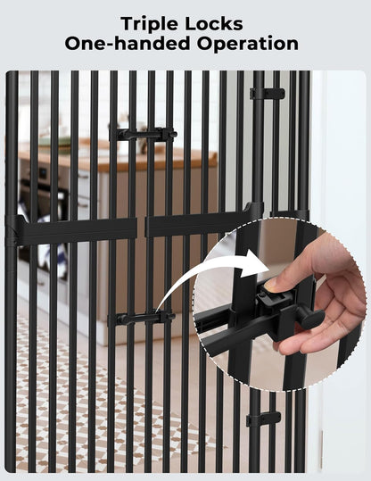 Extra Tall Cate Gate for Doorway: Pressure Mount 74.8"-90.5" Tall Cat Gate for Pets in Extra 30.3"-47.2" Width No Wall Drilling No Toddler for Indoor Stairs Hallway Room Safety Barrier