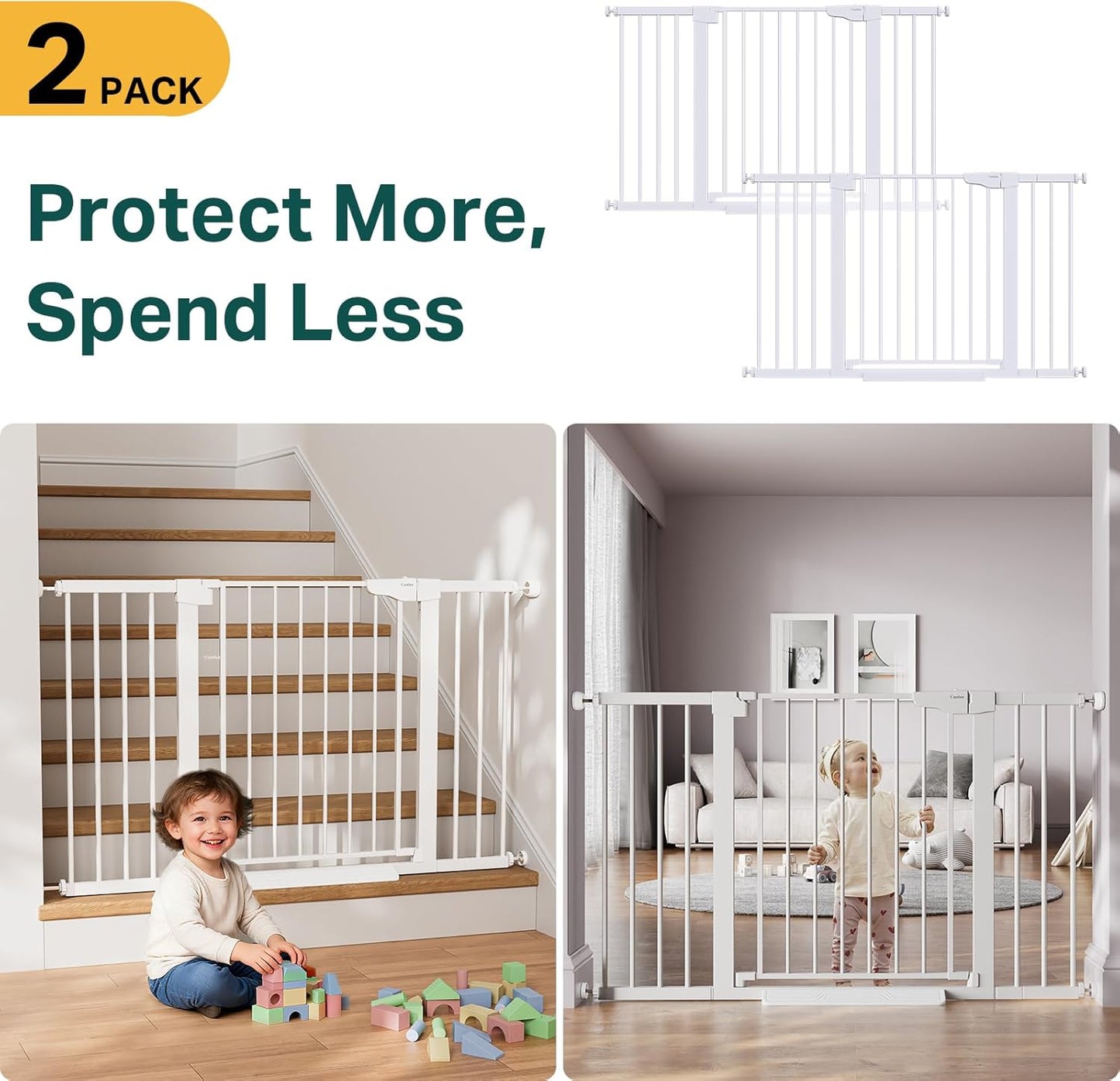 Cumbor 36.6-64" Extra Wide Baby Gate for Stairs, Dog Gates for Doorways, Auto-Close Pet Gate Indoor, Pressure Mounted Walk Through Safety Child Gate for Kids Toddler, Tall Pet Puppy Fence Gate, Brown