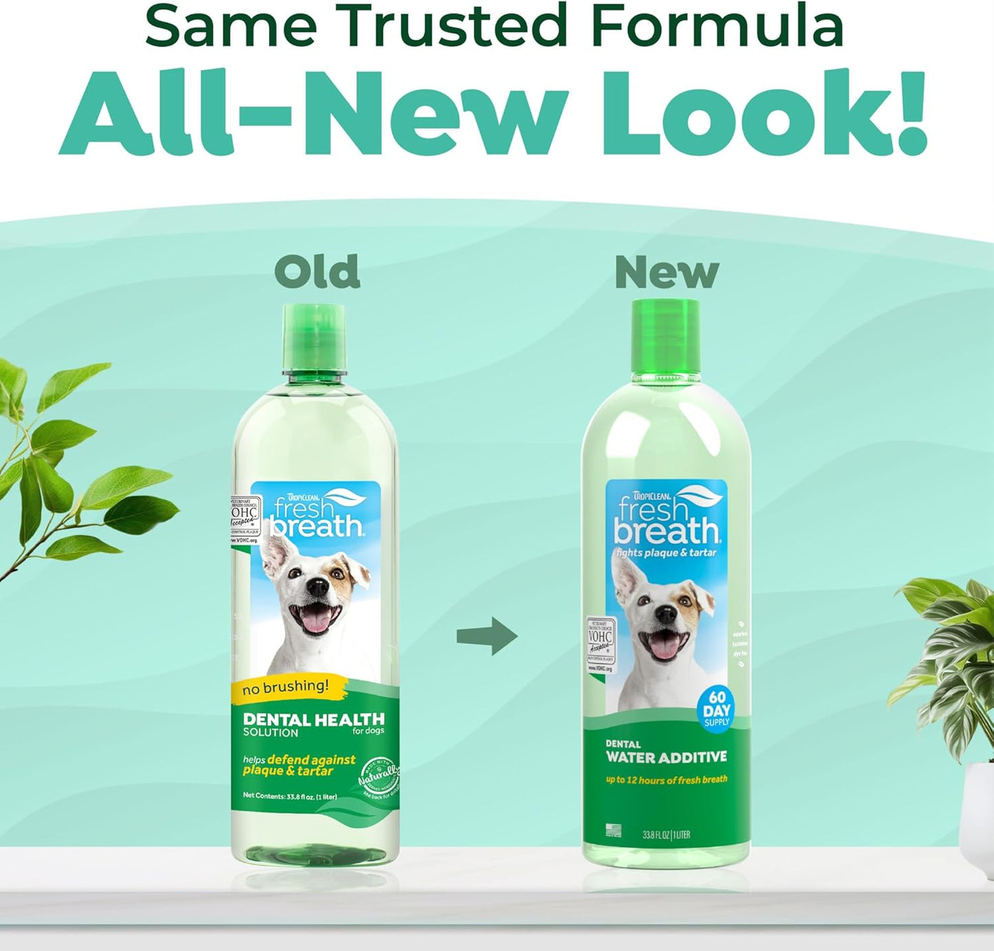 TropiClean Fresh Breath Water Additive for Dogs, Dog Breath Freshener and Teeth Cleaning Solution, No Toothpaste or Toothbrush Required, 16oz.