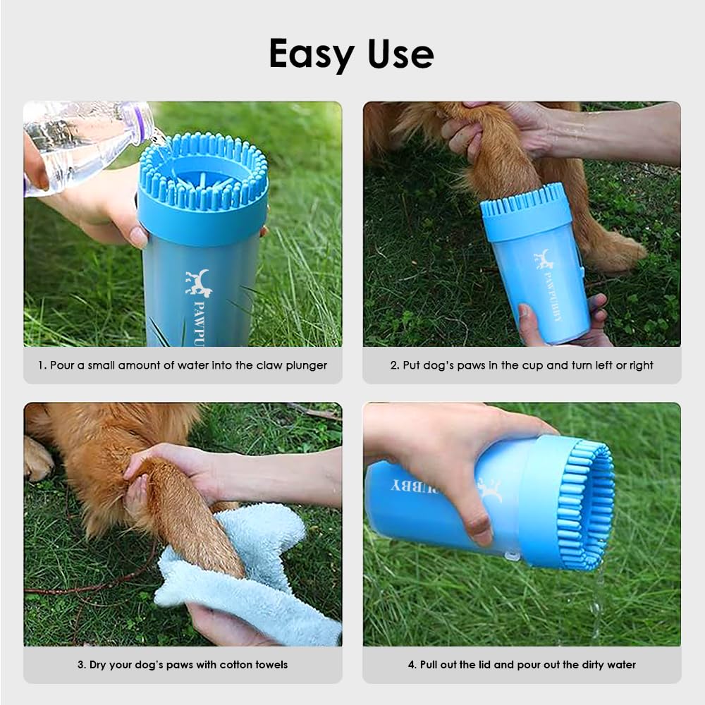 Dog Paw Cleaner, Portable Pet Paw Washer with Soft Silicone Brush, Foldable & Easy to Clean, Suitable for Medium & Large Dogs, Quick Cleaning for Outdoor Muddy Paws (Pink, Large)