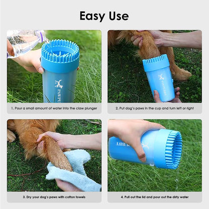 Dog Paw Cleaner, Portable Pet Paw Washer with Soft Silicone Brush, Foldable & Easy to Clean, Suitable for Medium & Large Dogs, Quick Cleaning for Outdoor Muddy Paws (Pink, Large)