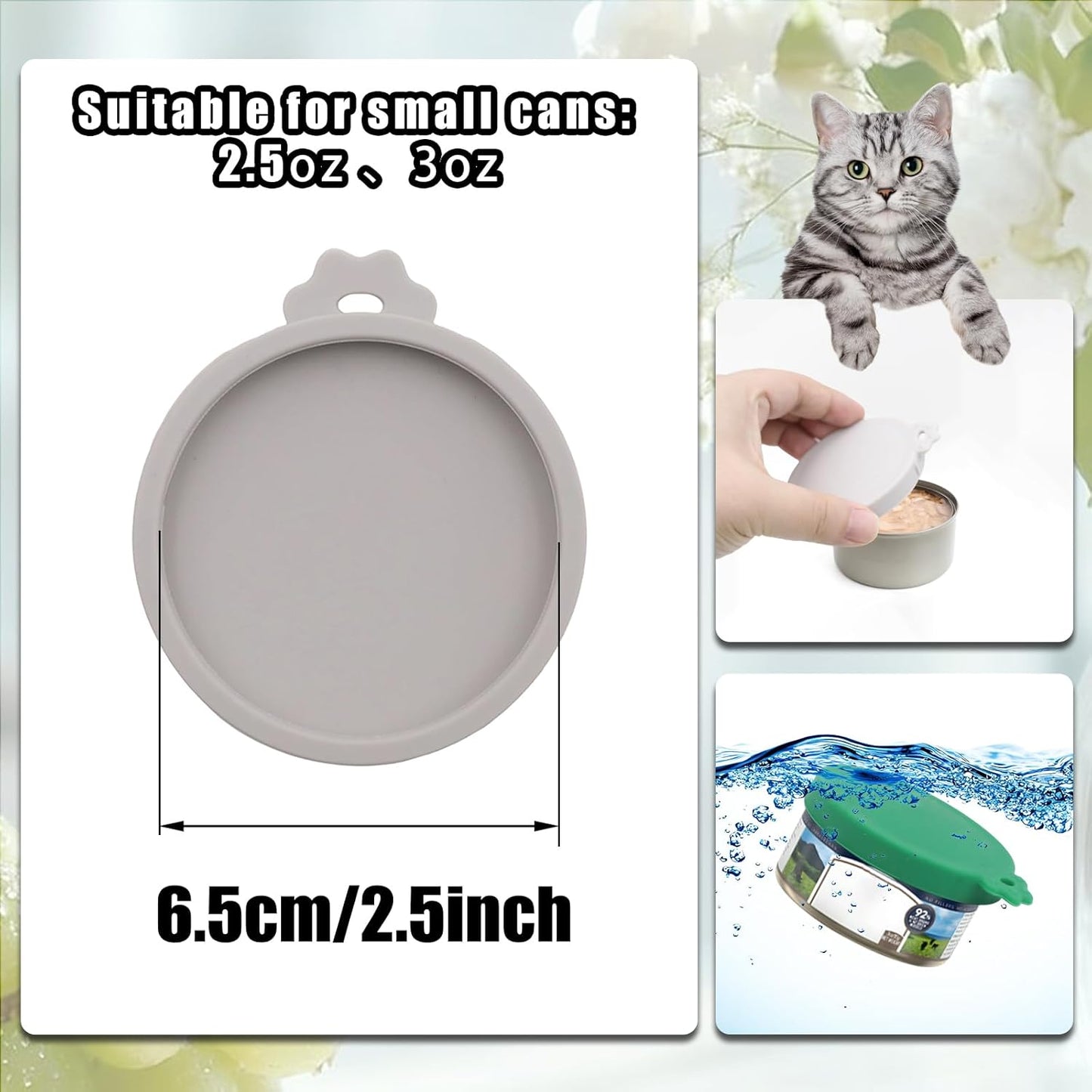 PINE & LINEN 4 Pcs 2.5inch Durable Pet Can Lids, Silicone Small Pet Can Covers Waterproof Cat Food Cans Lids for 3 oz Cat Food Cans（Yellow+Red+Pink+Blue）