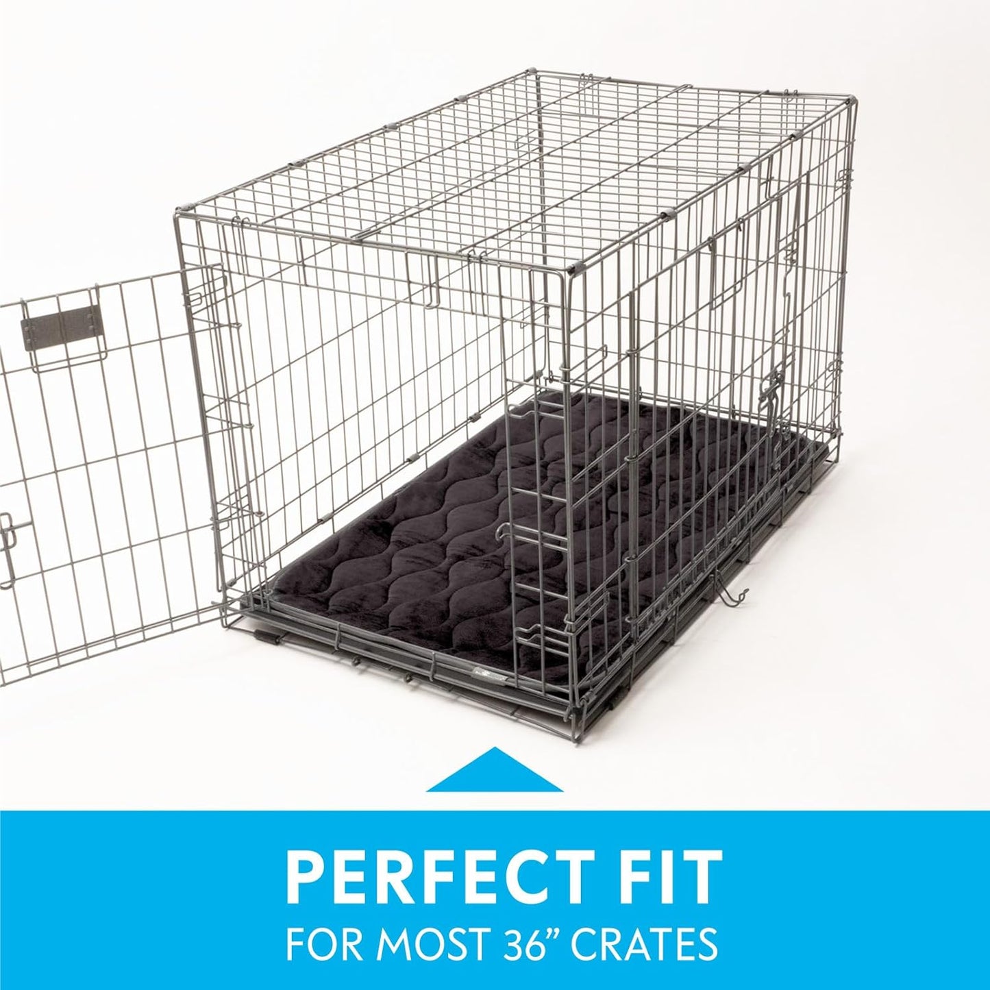 Paw Inspired Washable Padded Crate Mats for Dogs | 29” x 18” Pad, Fits 30-inch Kennels | Leakproof, Waterproof Bottom, Plush Pet Beds (Gray)