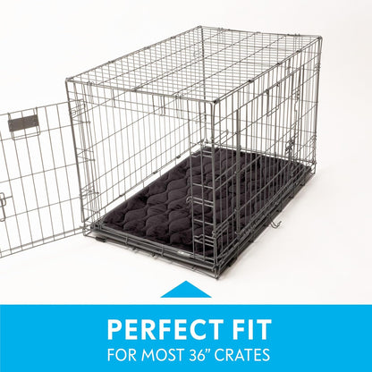 Paw Inspired Washable Padded Crate Mats for Dogs | 29” x 18” Pad, Fits 30-inch Kennels | Leakproof, Waterproof Bottom, Plush Pet Beds (Gray)