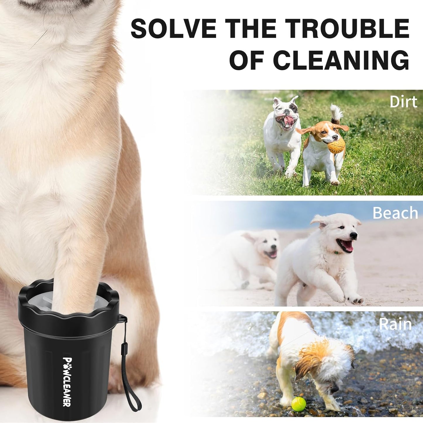 Professional 7 in 1 Dog Paw Cleaner for Dogs & Cats - Includes 1 Portable Paw Washer, 1 Bath Brush, 2 Dog Toothbrushes and 3 Absorbent Towels Note: Fits Paws up to 2 Inches Wide (Small, Blue)