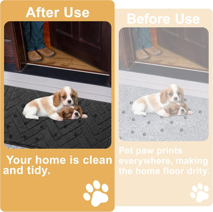 Tindbea Dog Mat for Mud Paws,Absorbs Moisture Dirt Non-Slip Washable Mud Mat for Dogs,Soft Rubber Backing Front Inside Pet Rug for Entryway, Dog Paws, Patio(20"x48",Charcoal)