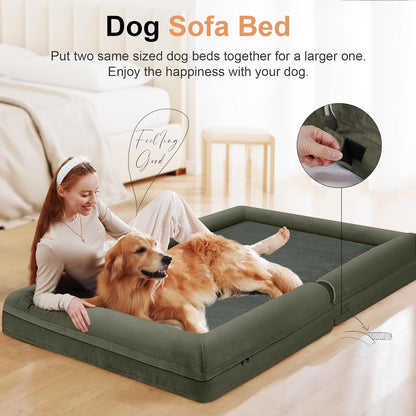 Large Dog Bed Orthopedic Washable: Beds Bolster XL Bed Large Big Dogs Memory Foam Couch Sofa Waterproof with Removable Cover