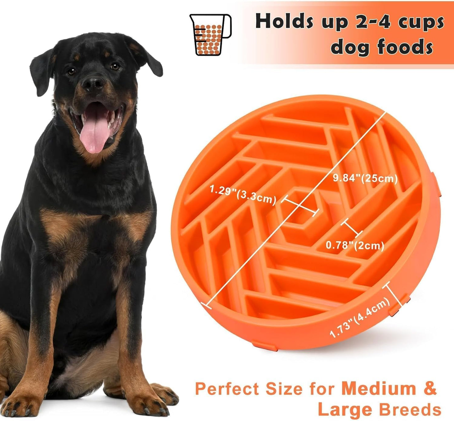 TOBYTO Slow Feeder Dog Bowls Large Medium Breed,Anti-Choking Slow Eating Dog Food Bowl,Non Slip Pet Slower Food Feeding Bowls Large Puzzle Slow Feeder Bloat Stop Maze Dog Dishes,Black