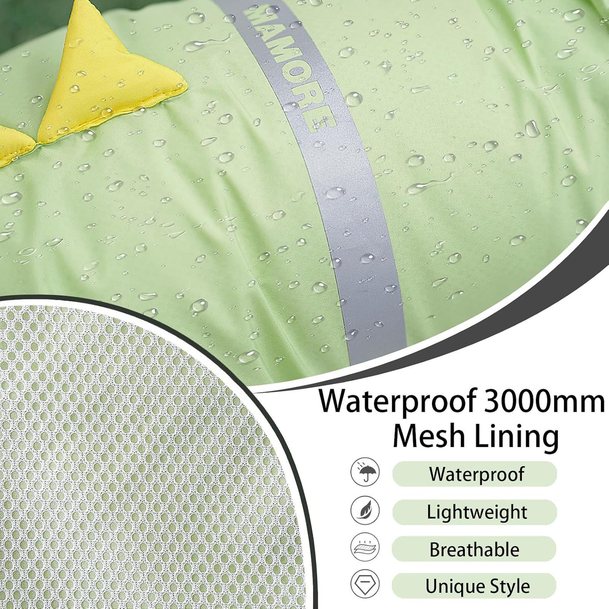 Dog Raincoat, Waterproof Reflective Adjustable Hooded Dog Rain Coat with Leash Hole, Lightweight Breathable Pet Poncho for Dogs (Green Dinosaur, Large(22-37lb))