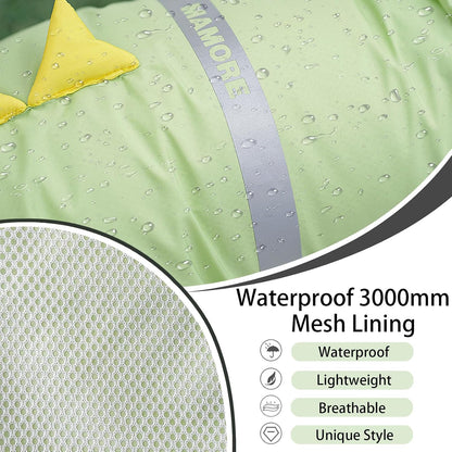 Dog Raincoat, Waterproof Reflective Adjustable Hooded Dog Rain Coat with Leash Hole, Lightweight Breathable Pet Poncho for Dogs (Green Dinosaur, Large(22-37lb))
