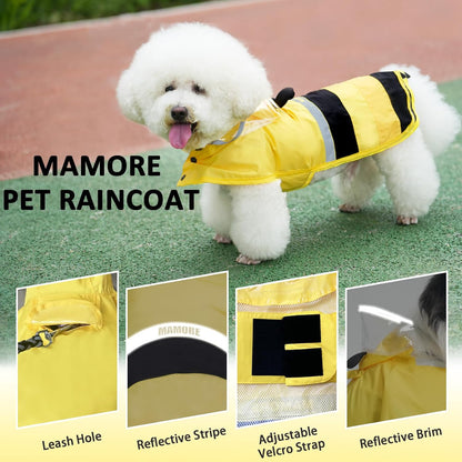 Dog Raincoat, Waterproof Reflective Adjustable Hooded Dog Rain Coat with Leash Hole, Lightweight Breathable Pet Poncho for Dogs (Green Dinosaur, Large(22-37lb))