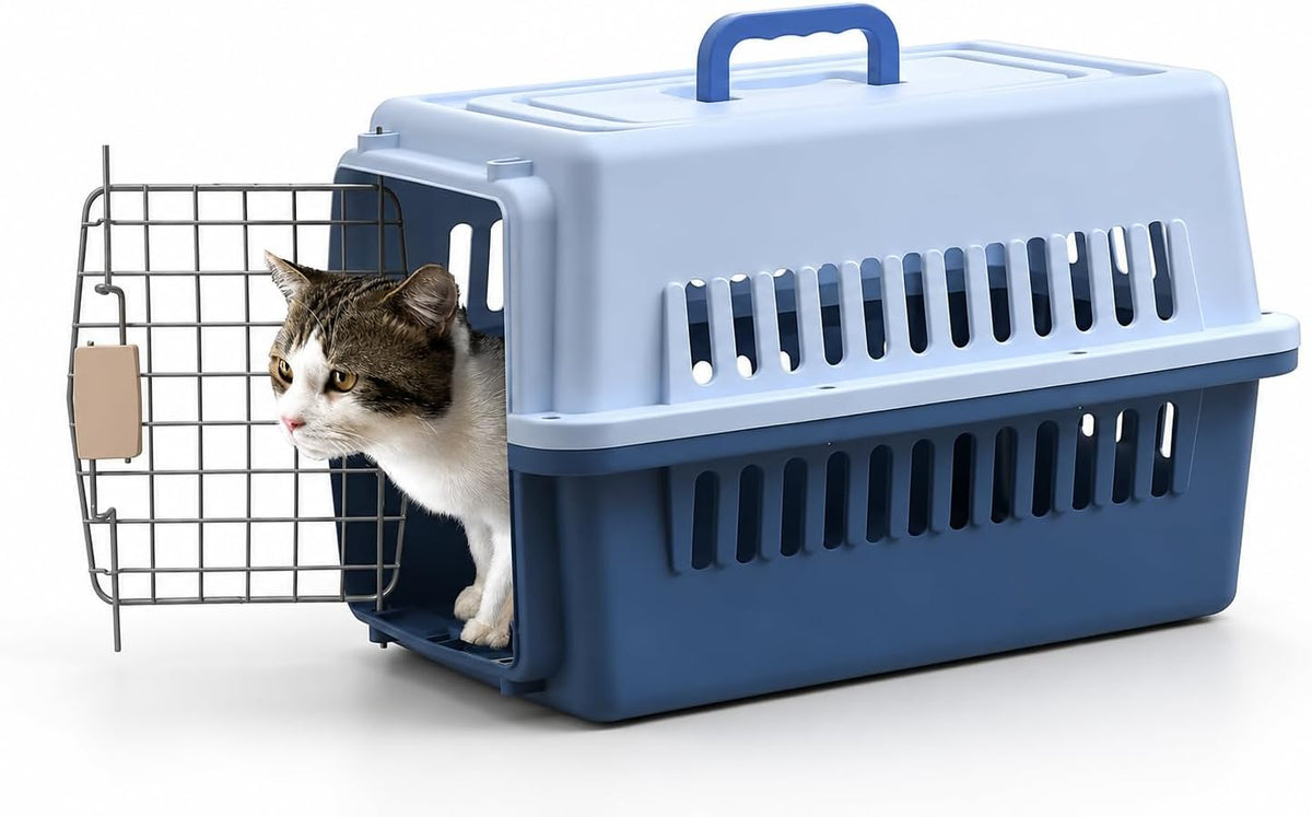 Pets Carrier,Kennel, 23in,Long,Hard-Sided,for Small Dog/Cat up to 20 lb,Suit for Airline/Road Travel (Blue, Large)